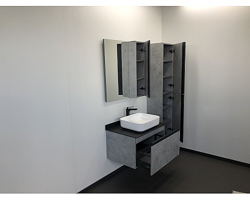 Тумба с раковиной Comforty Эдинбург 75 00004149066 подвесная Бетон светлый