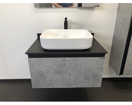 Тумба с раковиной Comforty Эдинбург 75 00004149066 подвесная Бетон светлый