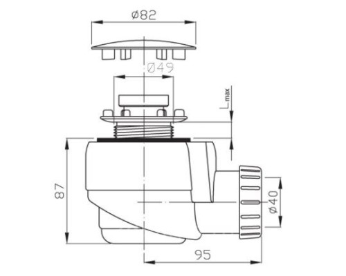 Сифон для душевого поддона PlastBrno EWN0540 Хром