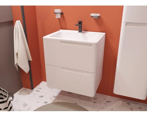 Тумба с раковиной Эстет Kare Luxe 60 ФР-00007074 подвесная Белая