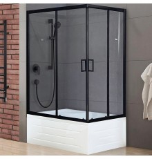 Душевой уголок Royal Bath BP 120х80 профиль Черный стекло прозрачное