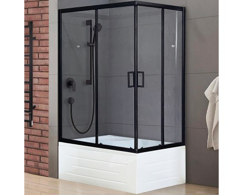 Душевой уголок Royal Bath BP 120х80 профиль Черный стекло прозрачное