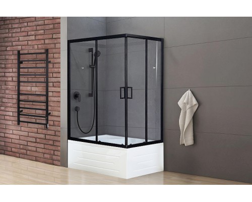 Душевой уголок Royal Bath BP 120х80 профиль Черный стекло прозрачное