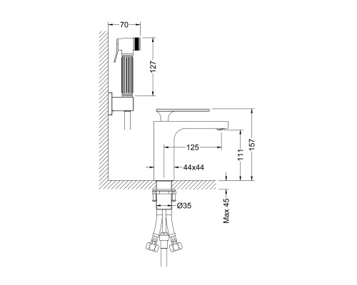 Смеситель для раковины с гигиеническим душем Timo Torne 4360/00G хром