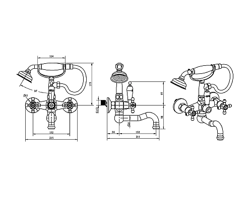 Смеситель для ванны Boheme Tradizionale Chromo 273-Ceramic Хром