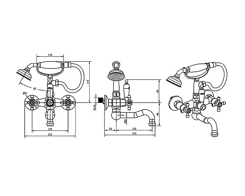 Смеситель для ванны Boheme Tradizionale Chromo 273-Ceramic Хром