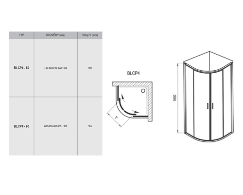 Полукруглая душевая кабина Ravak Blix 3B240U00ZG 80 сатин виноградный