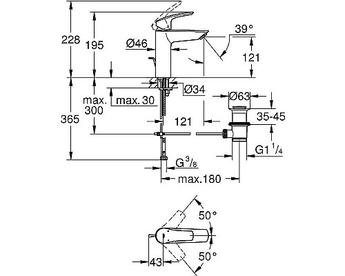 Смеситель для раковины Grohe Eurosmart 23322003 Хром