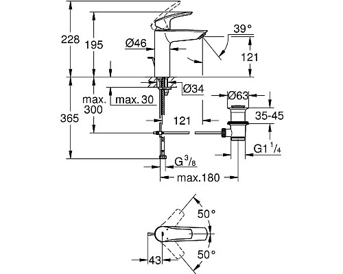 Смеситель для раковины Grohe Eurosmart 23322003 Хром