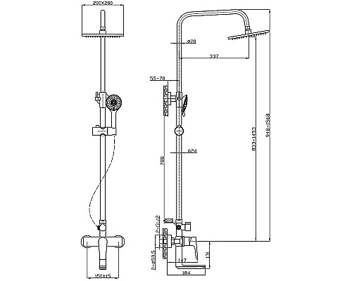Душевая система Agger Brilliant A0393300 Хром