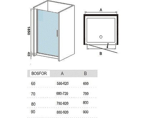 Душевая дверь River Bosfor 70 МТ 10000003650 профиль Матовый хром стекло матовое