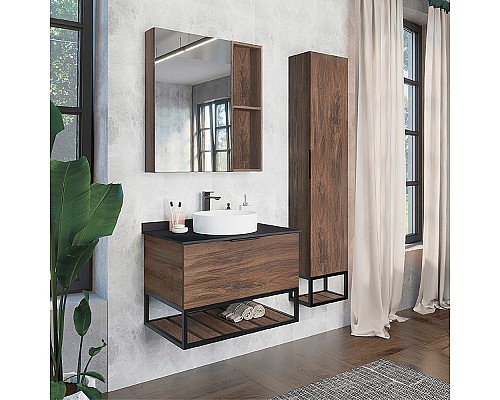 Шкаф пенал Comforty Порто 35 00-00009982 подвесной Дуб темно-коричневый