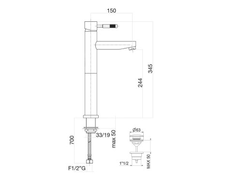 Смеситель для раковины Webert Rimini RI830402560 черный