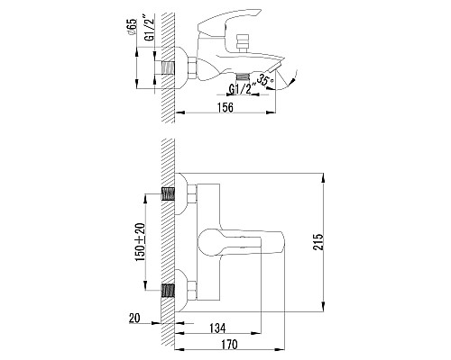 Смеситель Lemark Plus Strike LM1102C для ванны