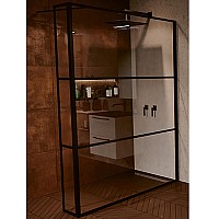 Душевая стенка Riho Grid 90 G004037121 (GB4090030) профиль Черный стекло прозрачное