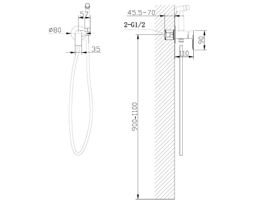 Гигиенический душ со смесителем Abber Weiss Insel AF8025B Черный матовый