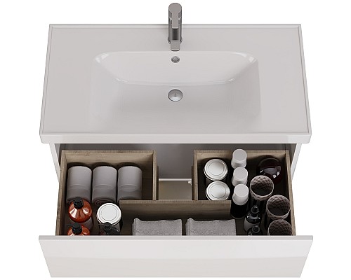 Тумба под раковину Dreja Perfecto 90 99.0808 подвесная Белый глянец