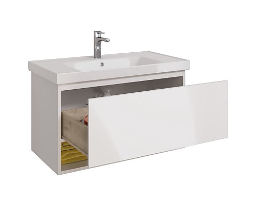 Тумба под раковину Dreja Perfecto 90 99.0808 подвесная Белый глянец