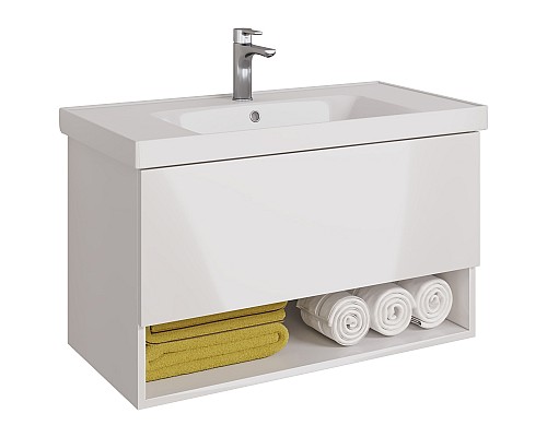 Тумба под раковину Dreja Perfecto 90 99.0808 подвесная Белый глянец