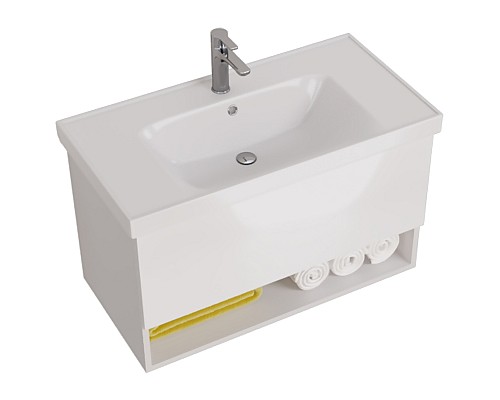 Тумба под раковину Dreja Perfecto 90 99.0808 подвесная Белый глянец