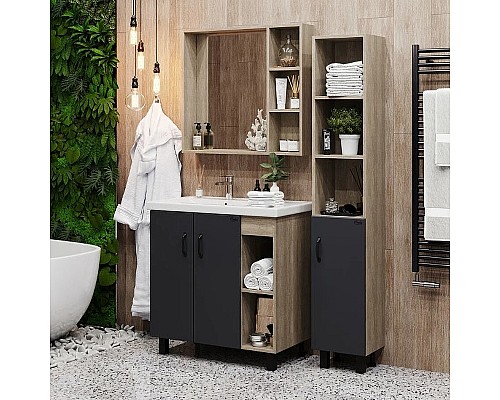 Тумба под раковину Onika Тимбер 80.10 108046 Серый матовый Дуб сонома