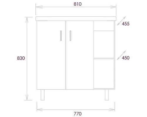 Тумба под раковину Onika Тимбер 80.10 108046 Серый матовый Дуб сонома
