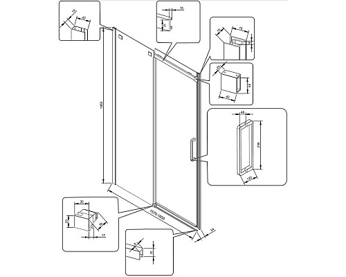 Душевая дверь Veconi Vianno VN-71 160 VN71-160-01-19C4 профиль Хром стекло прозрачное