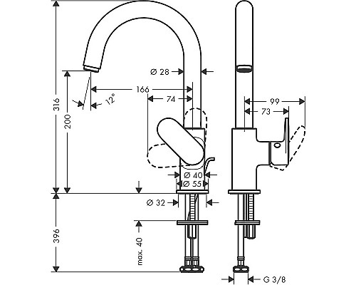 Смеситель для раковины Hansgrohe Vernis Blend 71554000 Хром
