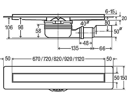 Душевой лоток Viega Advantix 750 4983.20 753207 с решеткой под плитку