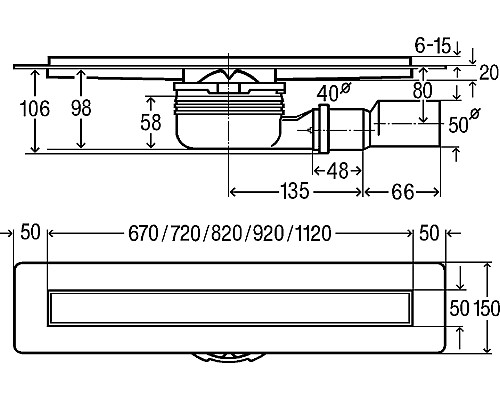 Душевой лоток Viega Advantix 750 4983.20 753207 с решеткой под плитку