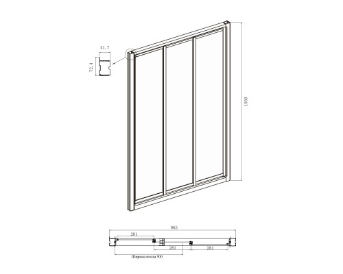 Душевой уголок Ambassador Forsa 100х80 17021101NX-80NX профиль Хром стекло прозрачное