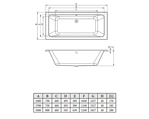 Прямоугольная ванна С-bath Fortuna 180x80 Прямоугольная ванна С-bath Fortuna 180x80