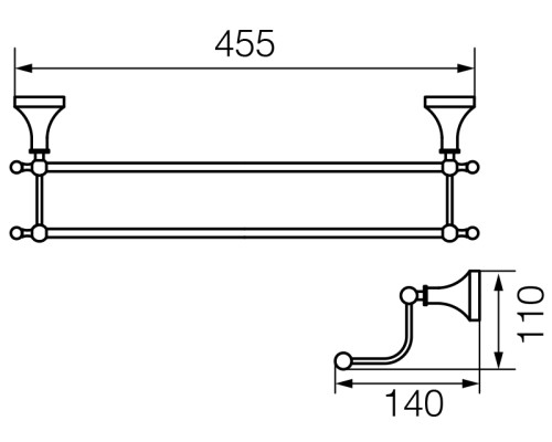 Полотенцедержатель двойной Veragio Gialetta 45, бронза