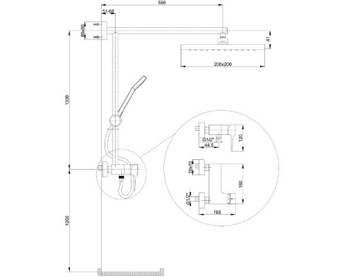 Душевая система E.C.A. Caro 102154006EX Хром