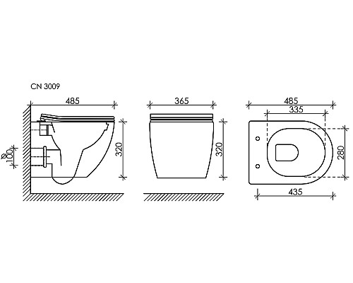 Комплект унитаза с инсталляцией Ceramica Nova Forma CN3009_1002B_1000 с сиденьем Микролифт и Черной матовой клавишей смыва