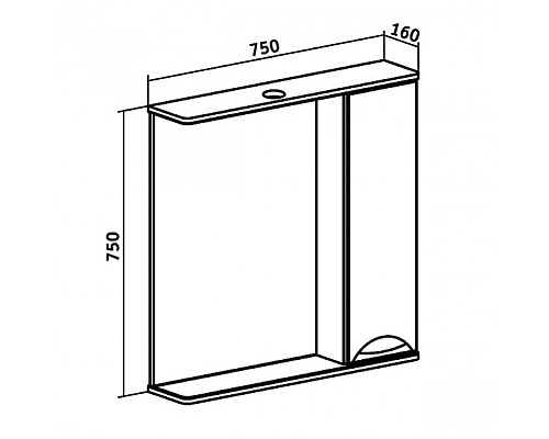 Зеркальный шкаф Runo Барселона 75 00000001033 правый