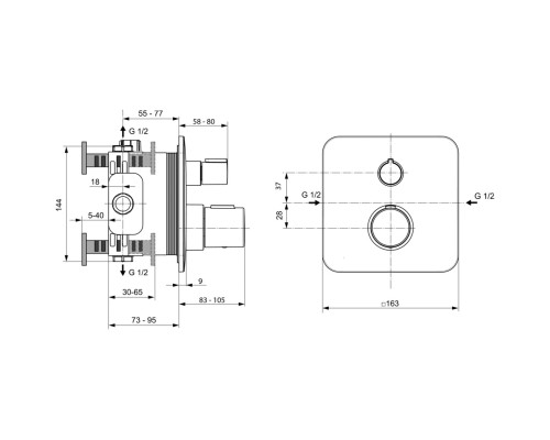 Смеситель для душа Ideal Standard Tonic II A6345AA с термостатом Хром