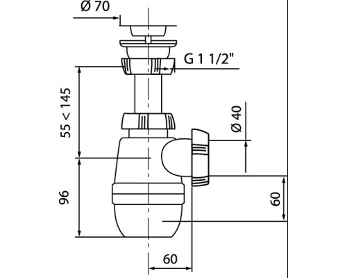 Сифон для кухонной мойки Wirquin Минор 30718024 Нержавеющая сталь