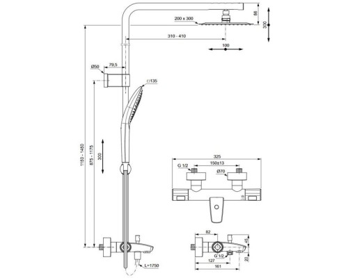 Душевая система Ideal Standard Ceratherm T100 A7591AA с термостатом Хром