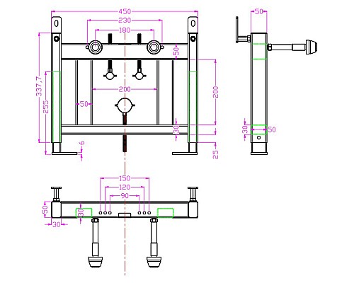 Инсталляция Timo TWB-02 для биде с крепежом