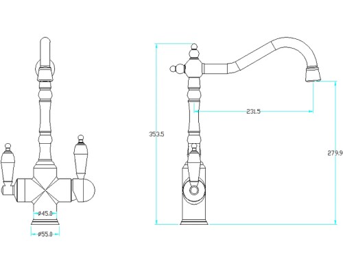 Смеситель для кухни Boheme Tradizionale Chromo 113-CRST Хром