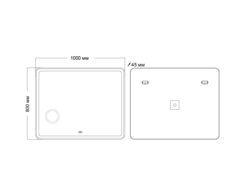 Зеркало Grossman Leo 100 1610080 с подсветкой с сенсорным выключателем с подогревом