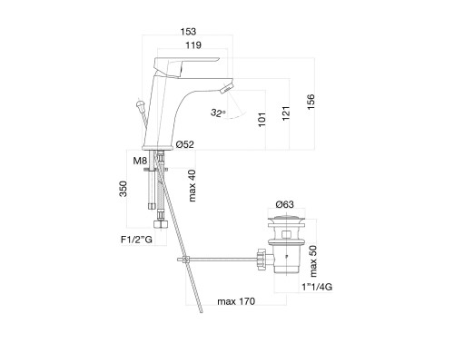 Смеситель для раковины Fiore Kevon Chic 81BX8123 хром черный