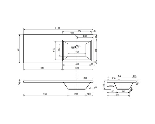 Тумба с раковиной Эстет Dallas Luxe 115 R ФР-00002299 Белая