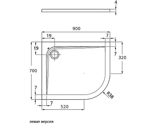 Акриловый поддон для душа Ideal Standard Ultraflat 90х70 L K240301 Euro White Акриловый поддон для душа Ideal Standard Ultraflat 90х70 L K240301 Euro White