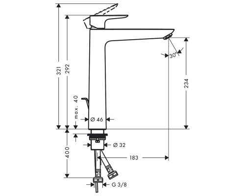 Смеситель для раковины Hansgrohe Talis E однорычажный бронза 71716140