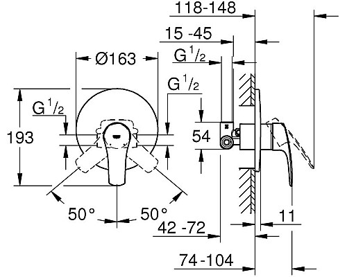 Смеситель для душа Grohe Eurosmart 33556003 Хром
