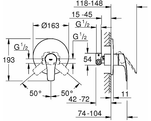 Смеситель для душа Grohe Eurosmart 33556003 Хром