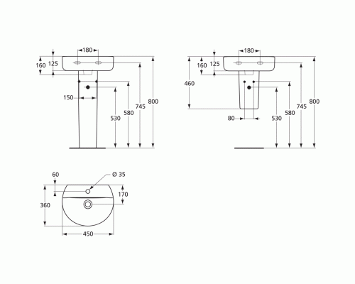 Раковина Ideal Standard Connect Sphere 45 E805701 Euro White