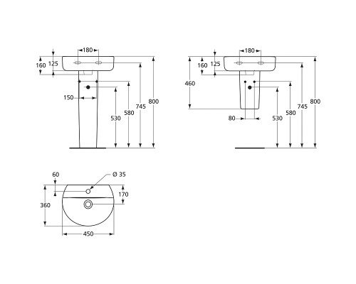 Раковина Ideal Standard Connect Sphere 45 E805701 Euro White